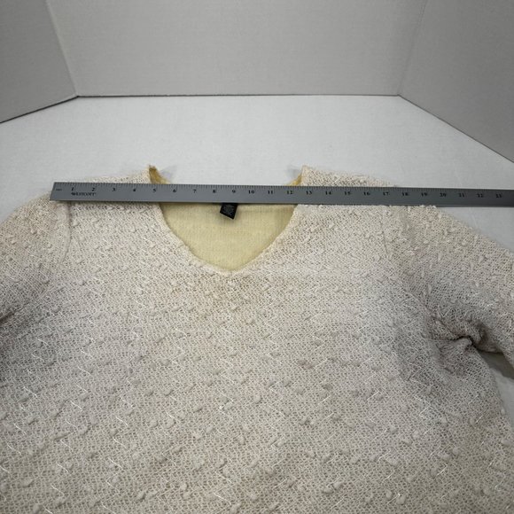 Alfani Womens Sz Large Top V Neck Lined Lace Outer Hi Lo Pullover White Preowned - Picture 8 of 14